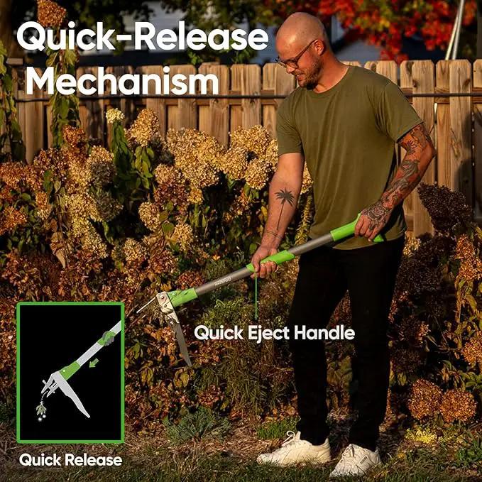 Grootpow WP5 Heavy Duty Weed Puller Tool, Stand Up Dandelion Weeder with 40" Handle, 3 Claws & Fiberglass Foot Pedal, Weeding Tool Made with Cast-Iron, Easily Remove Weeds Without Bending or Kneeling by GreenHaven Gardens