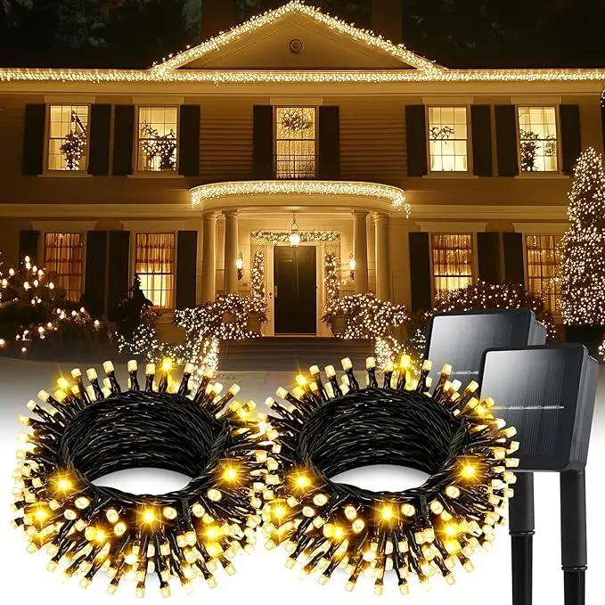 Solar String Lights for Outside, 2 Pack 200 Led Solar Christmas Lights Outdoor Waterproof 82ft Solar Fairy Lights 8 Lighting Mode Solar String Lights Idea for Garden,Courtyards,Trees(Warm White) by GreenHaven Gardens