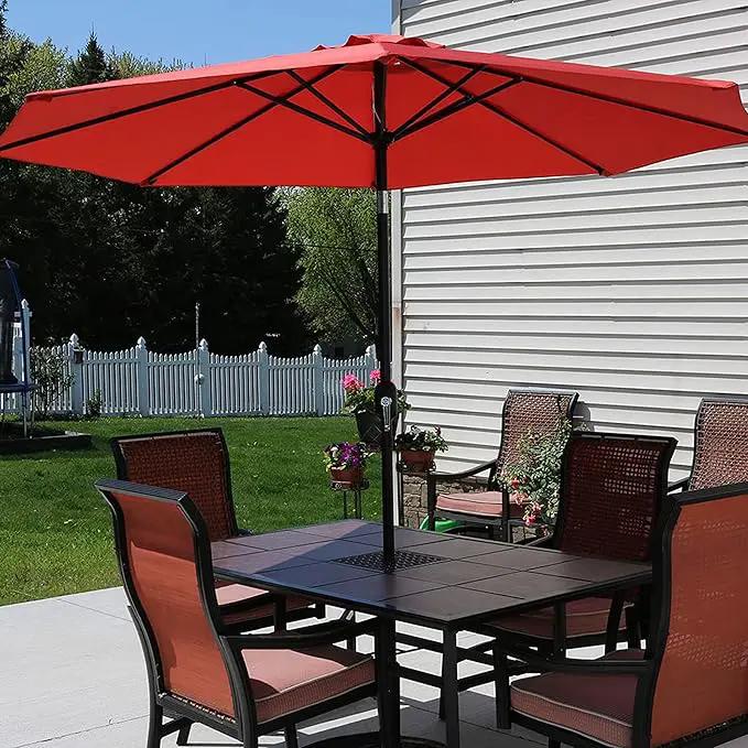 Sunnydaze Outdoor Patio Umbrella - Polyester Table Market Umbrella with Push-Button Tilt and Crank - 8 Sturdy Ribs - Burnt Orange - 9ft by GreenHaven Gardens
