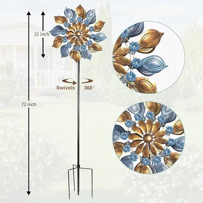 Decoroca Outdoor Wind Spinners - 72in Metal Sculpture, Classic 360° Kinetic Spinner by GreenHaven Gardens