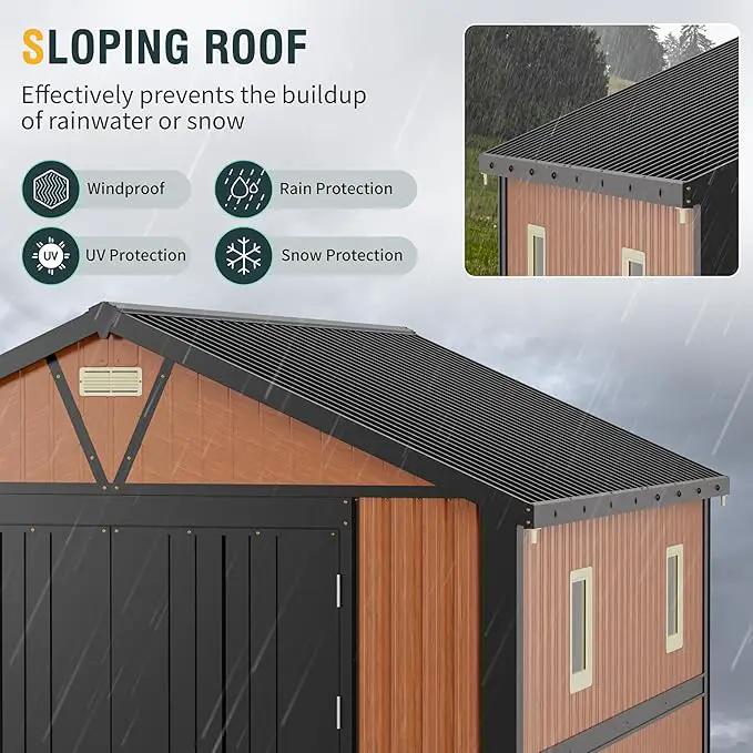 10x12 Ft Outdoor Storage Shed, Extra Large Metal Shed with Lockable Doors, 2 Windows, Outside Steel Tiny House Ideal for Garden, Backyard, Patio Utility, Tool Storage, Chicken Coops by GreenHaven Gardens