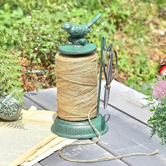 Sungmor Cast Iron Garden Twine Holder Set - 1300ft. Natural Jute Twine String & Rope Rack & Scissors - Decorative & Practical Home Arts Crafts Tools for Picture Display Gift Wrapping Packing Gardening by GreenHaven Gardens