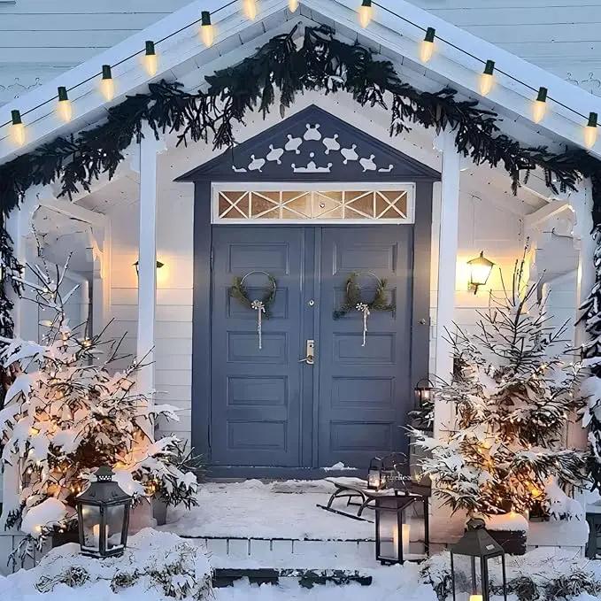 C9 LED Christmas Lights Outdoor, 25 Feet C9 Warm White String Lights Outdoor with 26 LED Clear Bulbs for Indoor Christmas Tree Roofline Holiday Party Garden Patio Backyard Cafe Decoration by GreenHaven Gardens