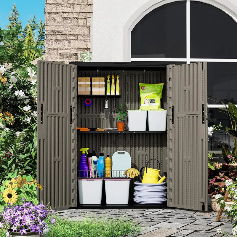 HOMSPARK 47 Cu.Ft Outdoor Storage Shed Weather Resistant, Multi Functional | Double-Wall Resin Storage Sheds & Outdoor Storage Box Waterproof for Backyard Garden Patio Lawn (Brown) by GreenHaven Gardens