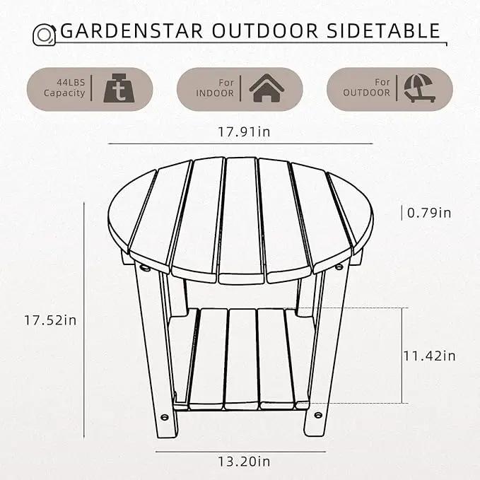 Adirondack Round Outdoor Side Table 2-Tier Storage Patio Side Table, HDPE End Tables for Backyard Pool Porch Garden Lawn (Teak) by GreenHaven Gardens