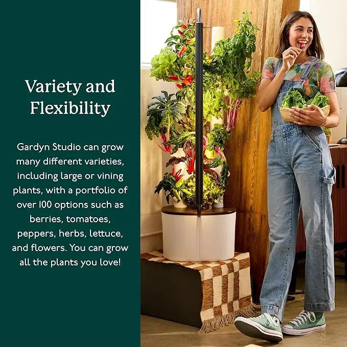 Gardyn Studio Hydroponics Growing System Kit & Vertical Indoor Garden Planter | Smart Herb Garden | Includes 16 Non-GMO Indoor Plants, Herbs, Vegetables & LED Grow Light for Your Home Gardening System by GreenHaven Gardens