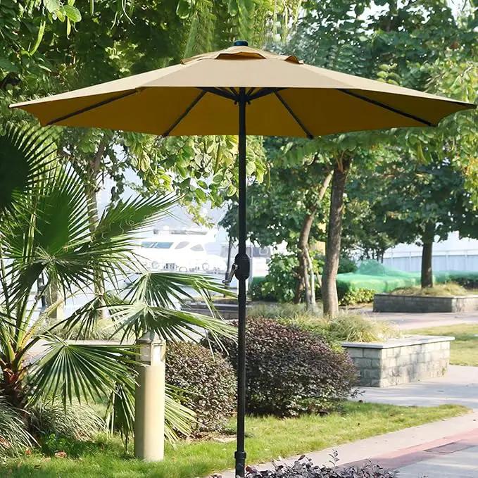Sunnyglade 9' Patio Umbrella Outdoor Table Umbrella with 8 Sturdy Ribs (Tan) by GreenHaven Gardens
