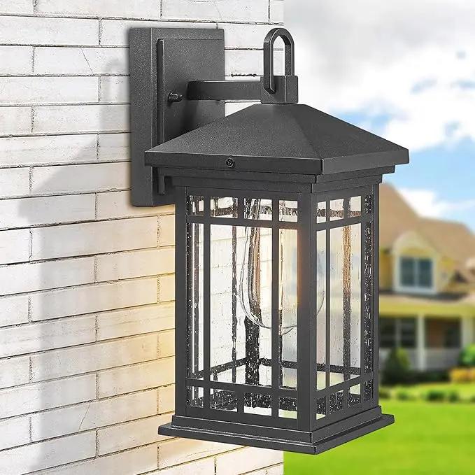 Outdoor Porch Lights Wall Mount, 12.4 Inch Outdoor Wall Lantern With E26 Sockets & Seeded Glass, Classic Exterior Lighting Fixtures, Waterproof Porch Light Fixtures For Garage (Bulbs Not Include) by GreenHaven Gardens