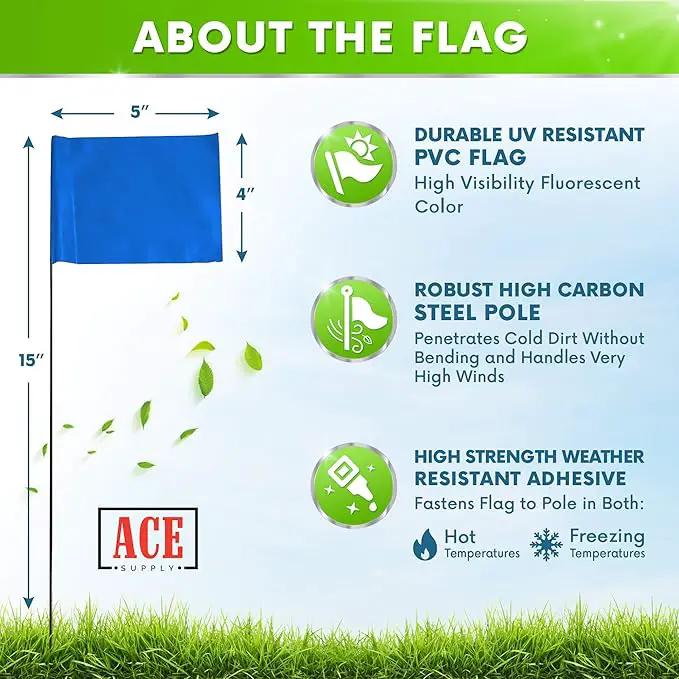 Blue Marking Flags 1000 Pack - 4x5x15 Inch Blue Flags for Yard - Markers For Lawn, Irrigation, Landscaping, Survey & Sprinkler Head Marking by GreenHaven Gardens