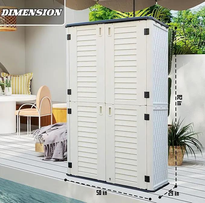 HOMSPARK Storage Shed Weather Resistance, Multi-Purpose Outdoor Storage Cabinet for Backyards and Patios, Vertical Storage Shed for Lawnmower, Patio Accessories (White 1, Tall - 53 cu.ft) by GreenHaven Gardens