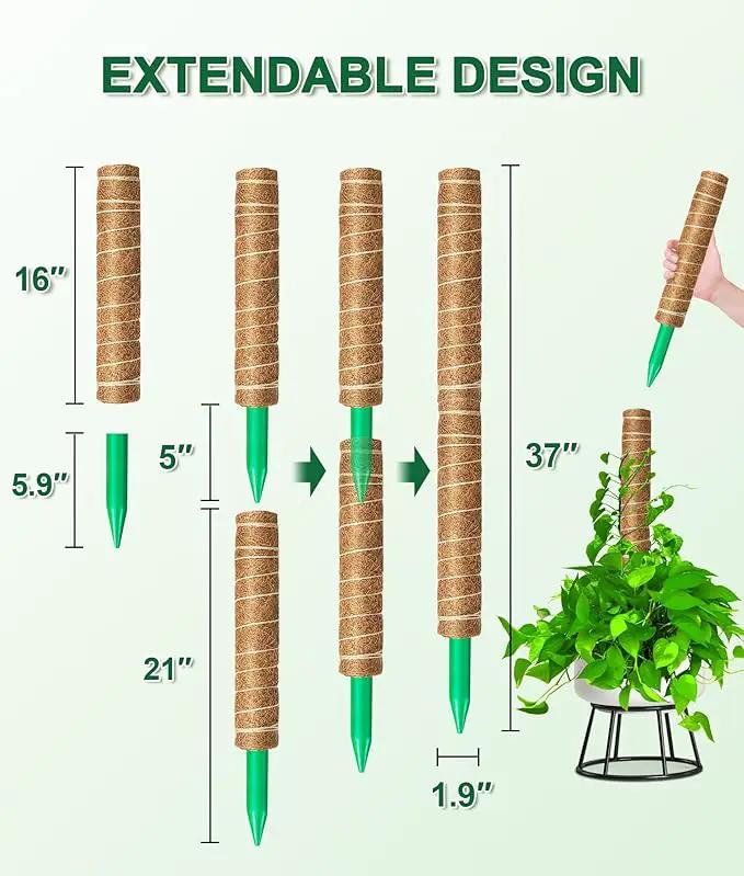 EAONE Moss Pole 168 Inch, 8 Pack 21" Monstera Plant Support for Climbing Potted Live Plants Indoor, Stackable Coco Coir Moss Sticks Monstera Stakes for Pothos Philodendron, with Garden Labels & Ties by GreenHaven Gardens