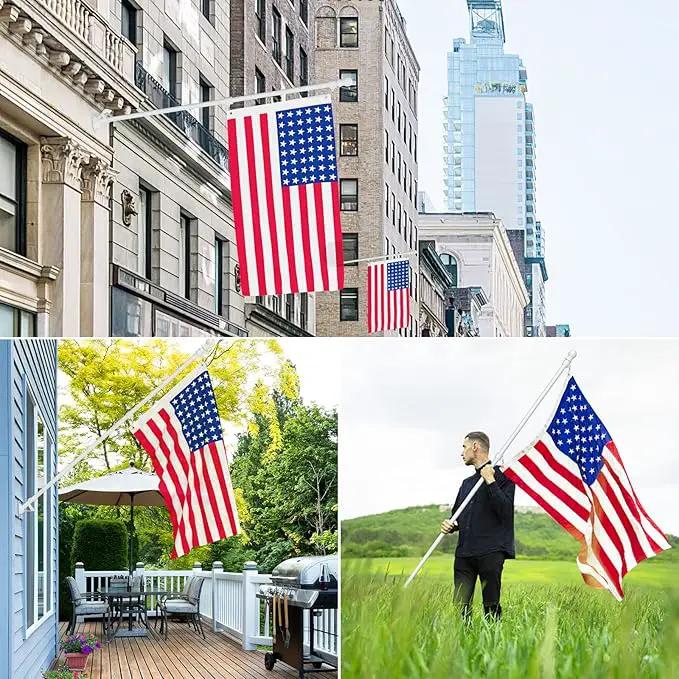 ZMTECH Flag Pole with Solar Light - Adjustable Bracket, 6 FT Stainless Steel Flag Poles for Outside House, Garden or Yard, Tangle Free Flagpole Kit for American Flag (Without Flag, White) by GreenHaven Gardens