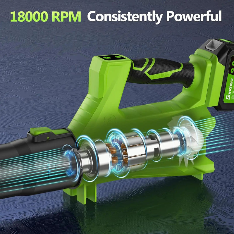 Electric Leaf Blower Cordless with 2 3.0Ah Battery and Charger, 2 Speed Mode 650CFM 280MPH Patio Tools with 2 Tubes, 20V Battery Powered Leaf Cleaner Handheld Blowers for Lawn Care, Dust, Leaves, Yard by GreenHaven Gardens