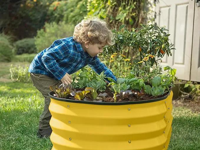Galvanized Raised Garden Beds Outdoor // 4×2×1 ft (2-Pack) Planter Raised Beds for Gardening, Vegetables, Flowers (Yellow) // Large Metal Garden Box by GreenHaven Gardens