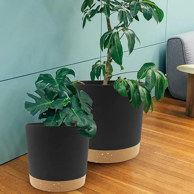 QCQHDU 12 inch Plant Pot, 2 Pack Planters for Indoor Plants with Drainage Holes & Saucer, Outdoor Flower Pots Home Garden Modern Decor by GreenHaven Gardens