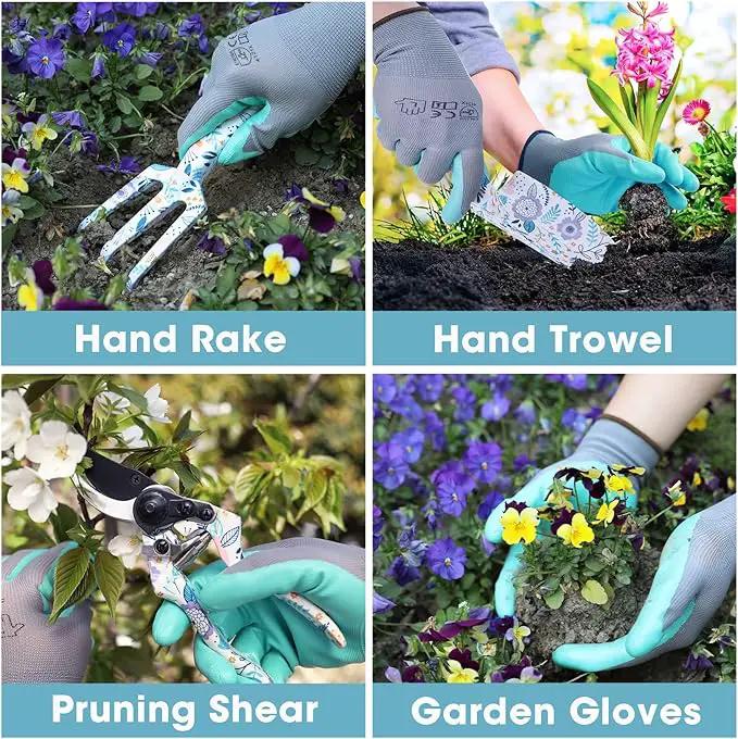 WORKPRO Aluminum Garden Tool Set, 4PCS Heavy Duty Hand Garden Tools with Box Include Trowel, Rake, Pruner, Garden Gloves, Garden Gifts by GreenHaven Gardens