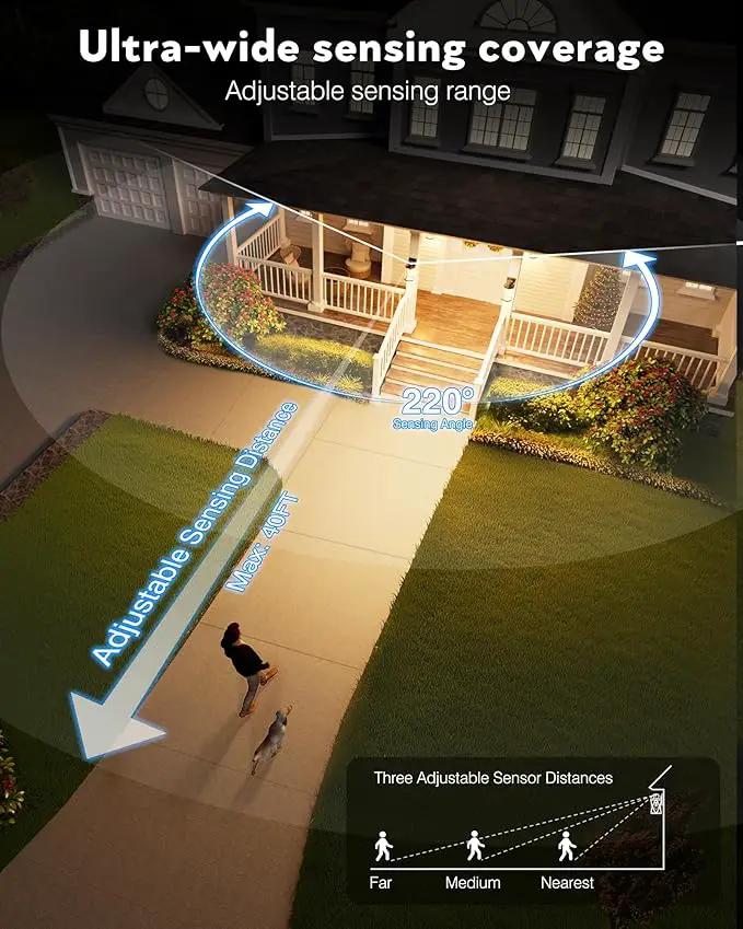 Motion Sensor Outside Lights for House, Modern Dusk to Dawn Outdoor Lighting, 2 Pack Gold Anti-Rust Outdoor Wall Lights with Transparent Glass, Waterproof Outdoor Porch Lights for House, Patio by GreenHaven Gardens