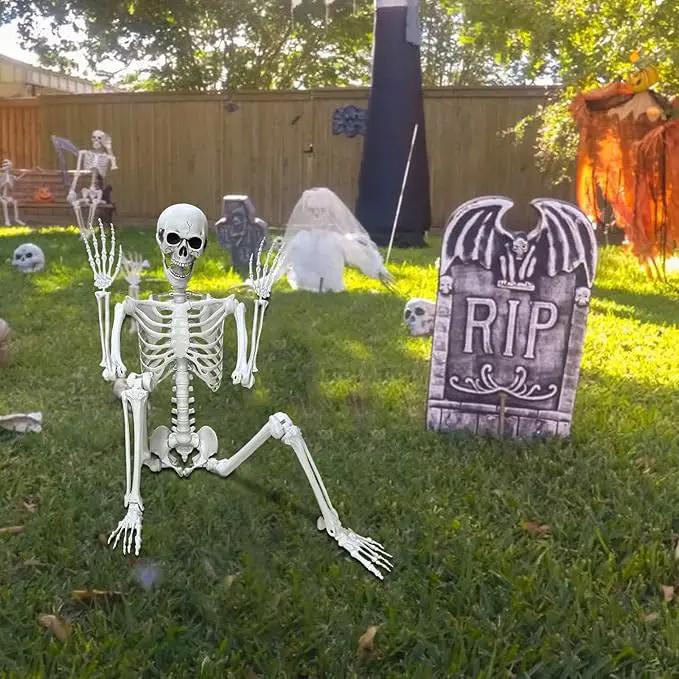 Lodou 5.4Ft Posable Life Size Human Adult Skeletons Plastic Human Bones with Movable Joints for Halloween Decoration by GreenHaven Gardens