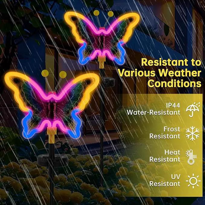 Solar Butterfly Lights,Solar Garden Decor, Outdoor Garden neon Lights,Butterfly Solar Stake Lights,Yard Patio Pathway Decoration Outdoor(Yellow, 2pack) by GreenHaven Gardens