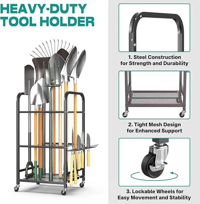 EVERHANGER Garden Tool Organizer and Storage, Yard Tool Stand Garage Tool Organization, Yard Tool Racks for Indoor/Outdoor Use by GreenHaven Gardens
