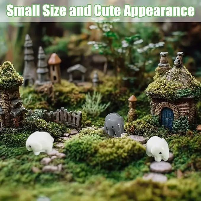 100 Pcs Mini Resin Elephants Miniature Animal Figurines Cute Elephants Fairy Garden Miniature Moss Landscape DIY Home Decor Terrarium Crafts Fairy Garden Decoration Accessories(Black,White) by GreenHaven Gardens
