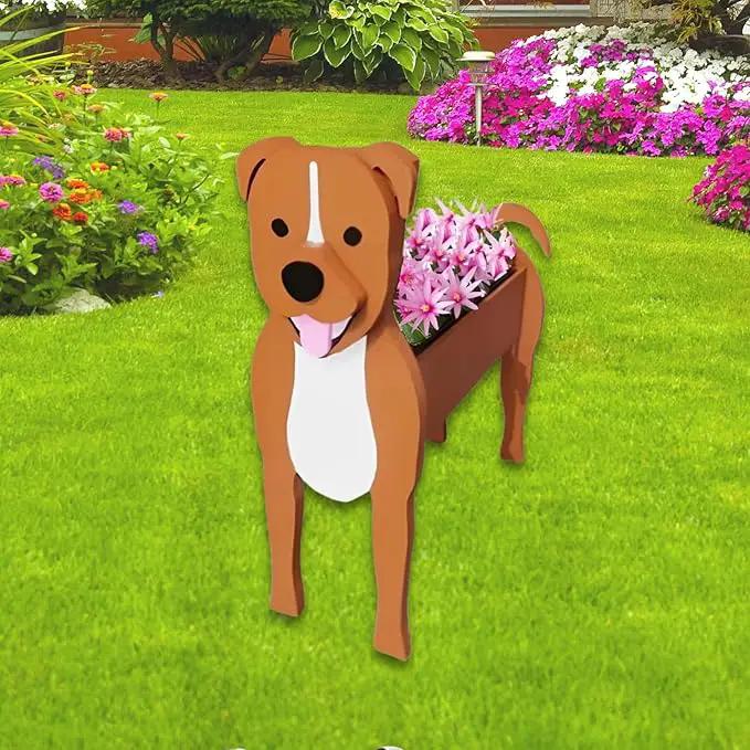 Staffordshire Bull Dog Planter Plant Pots,Cute Garden Dog Flower Planter,Dog Planters Birthday Gifts for Women,Office,Indoor/Outdoor Decor（9.45in*5.79 * 13.39in） by GreenHaven Gardens