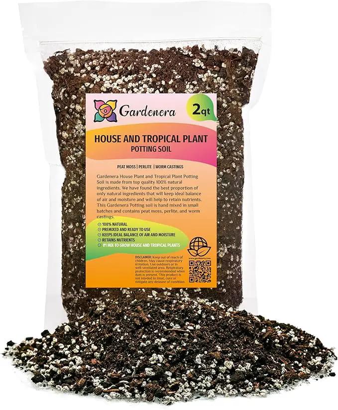 House Plant and Tropical Plant Potting Soil - Re-Potting Soil for All Types of Indoor House Plants - 2 Quart Bag by GreenHaven Gardens