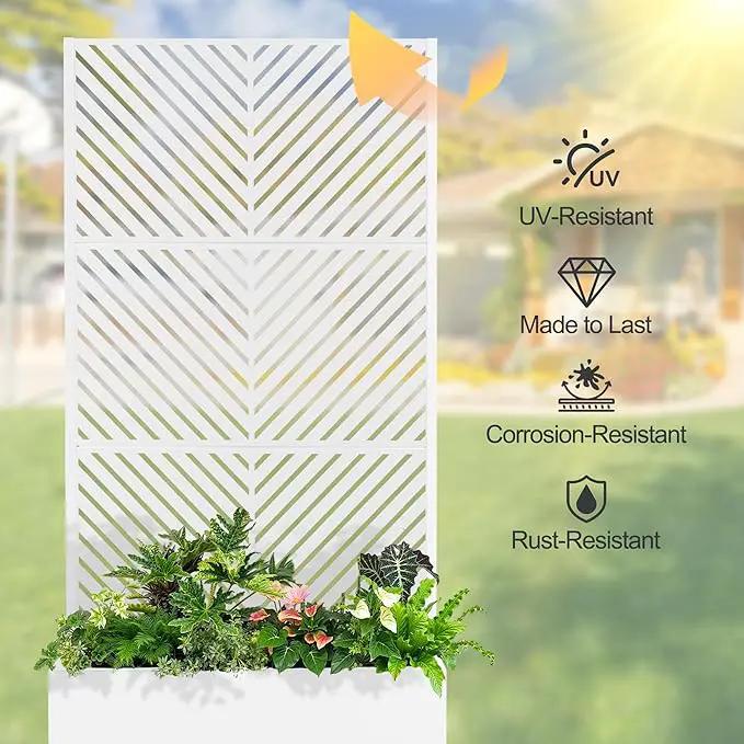 Raised Garden Bed with Trellis and Wheels,73"x35"x16" Metal Raised Garden Bed,White Parallel Metal Planter with Climbing Trellis for Vines & Vegetables by GreenHaven Gardens