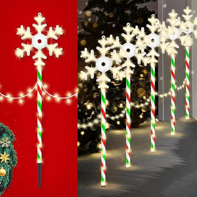Christmas Pathway Lights Snowflake Outdoor 10PK 28inch 250LED 8 Modes Yard Decoration Flashing Waterproof Outdoor Lighted Up Christmas Light Decor for Garden Yard (R&G) by GreenHaven Gardens
