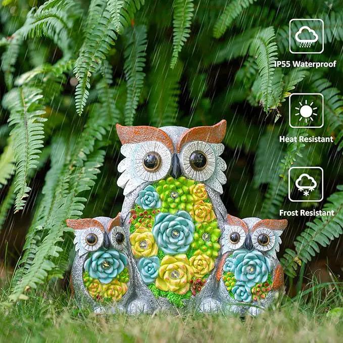 Solar Garden Statue Lights Owl Figurine with LED Lights, Outdoor Garden Succulent Ornaments Christmas Gift Waterproof Decoration for Outside Patio Yard Lawn Decor by GreenHaven Gardens