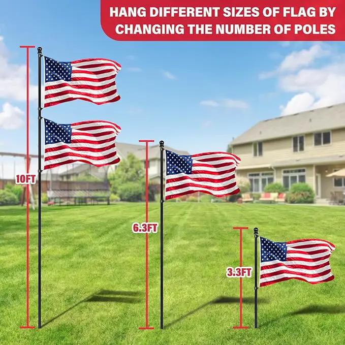 XIFAN Flag Pole Kit for Outside, 10 FT Heavy Duty Flagpole for Outdoor House in Ground, with 210D 3x5 ft American Flag & Ground Spike for Garden Yard, Residential or Commercial by GreenHaven Gardens