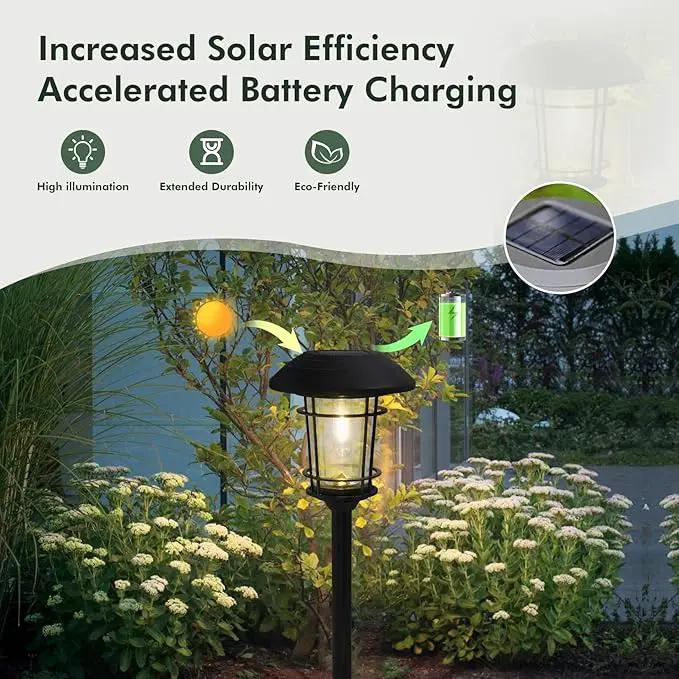 Grand patio Solar Outdoor Lights, 5 Pack, Glass Light Metal Pathway Light, Waterproof Landscape Lighting, Automatic Dusk and Dawn Sensor (Slate Gray) by GreenHaven Gardens