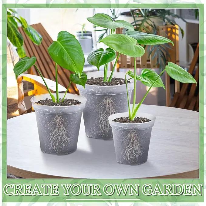 Vesici Large Size Clear Nursery Pots Variety Pack Plant Pots with Drainage Holes Planters for Indoor Plants Flexible Transparent Plastic Plant Bottle Succulents(12 Pcs,5/7/9 Inch) by GreenHaven Gardens