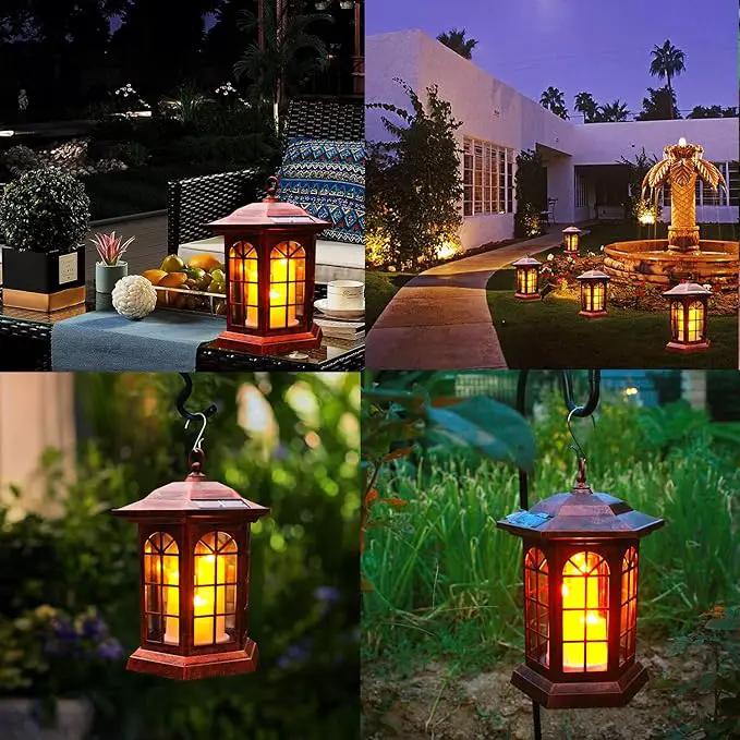 Solar Outdoor Waterproof Hanging Lantern, Yard Decorative Solar Lights PVC Upgrade 3 LED Flickering Flameless Candle Decorative Lights for Garden(Garden Candle) by GreenHaven Gardens