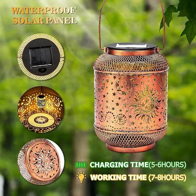 Solar Lanterns Outdoor Garden Decor, Metal Sun Moon Decor Lanterns Birthday Gifts for Women Mom Grandma, Waterproof Hanging Outdoor Solar Lights for Patio, Yard, Lawn, Landscape by GreenHaven Gardens