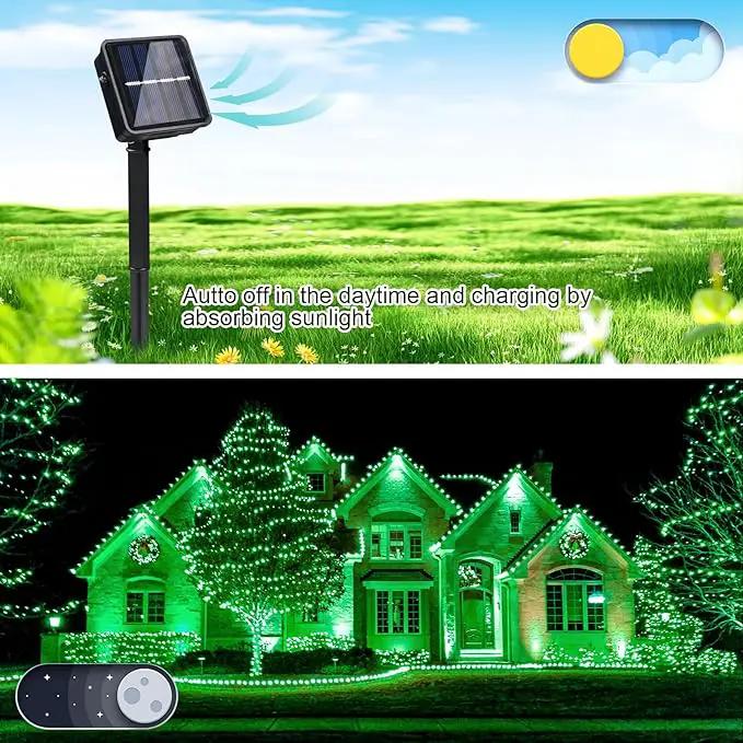 2 Pack 200 LED Solar String Lights St Patricks Day Decorations, 85.2ft 8 Modes Solar String Lights for Outside, Waterproof and Solar Powered Outdoor String Lights for Holiday Garden Tree Party (Green) by GreenHaven Gardens