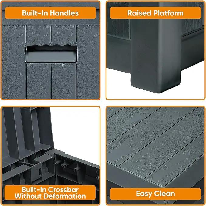 51 Gallon Resin Deck Box, Outdoor Storage Box Waterproof for Patio, Garden, Pool, and Deck, Storage Solution for Cushions, Tools, Delivery Packages, Grey by GreenHaven Gardens