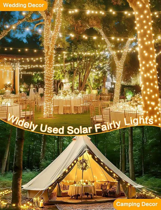2Pack Solar String Lights Outdoor, 80FT 200LED Solar Fairy Lights, Waterproof Copper Wire & 8 Modes, Solar Twinkle Light for Garden, Tree, Wedding, Christmas Decorations, Patio, Fence (Warm White) by GreenHaven Gardens