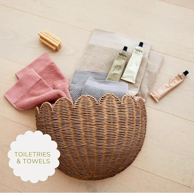 BEBE BASK Scalloped Wicker Hanging Basket - The Original Wicker Wall Decor - Hand Woven Wall Basket - Home Décor Wall Hanging Basket - Wall Storage Basket for Nursery, Living Room and Bathroom (Mocca) by GreenHaven Gardens