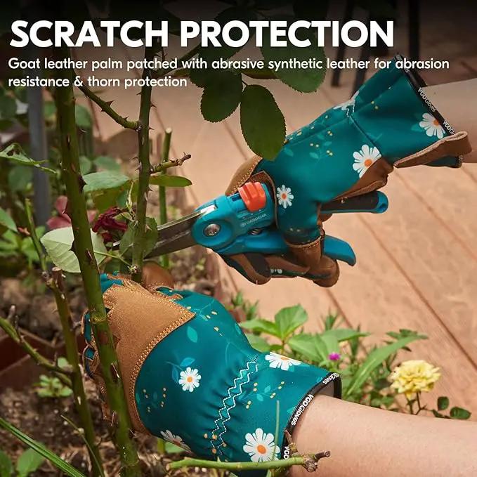 Vgo... 1Pair Gardening Gloves for Women, Goatskin leather Thorn Proof Working Gloves for Weeding, Digging, Raking, Pruning and Planting,Touchscreen (M,Dark Green,GA7471) by GreenHaven Gardens
