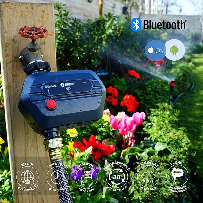 Eden 25441 1-Zone Bluetooth Water Timer for Smart Irrigation - Remote Control via App, Customizable Scheduling, and Water Delay Setting by GreenHaven Gardens