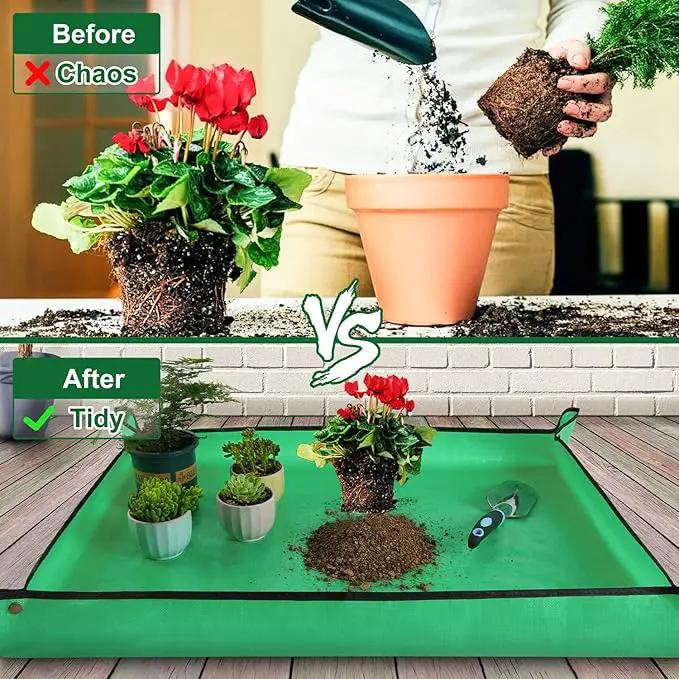 3 PCS 39.5"x 31.5" Large Repotting Mat for Indoor Plant Transplanting and Mess Control Thickened Waterproof Potting Mat Foldable Potting Tray Gardening Mat by GreenHaven Gardens