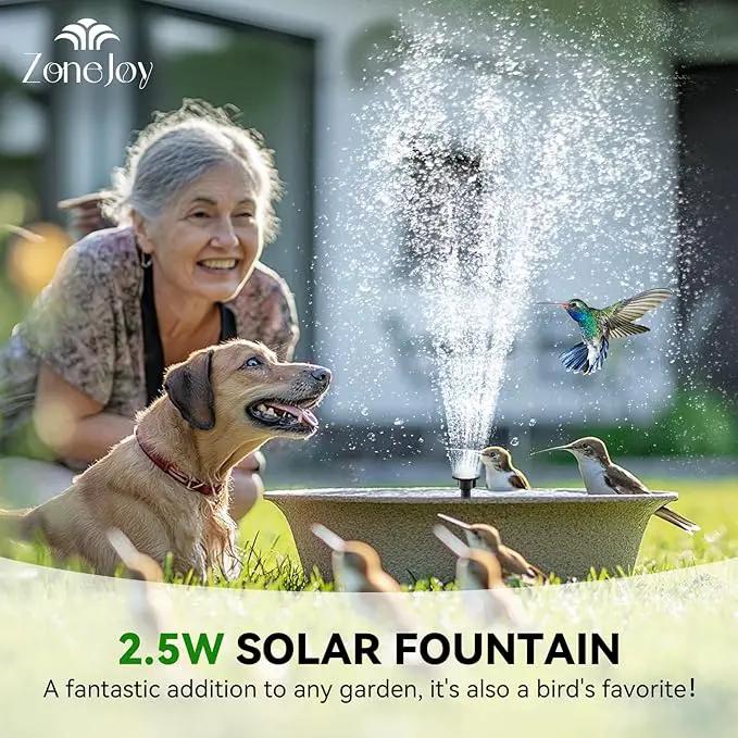 Solar Bird Bath Fountain Pump, Upgrade Solar Powered Water Fountain for Bird Bath Solar Fountain with 8 Nozzles, Small Solar Fountain, Solar Water Birdbath Fountain for Outdoors-2.5W by GreenHaven Gardens