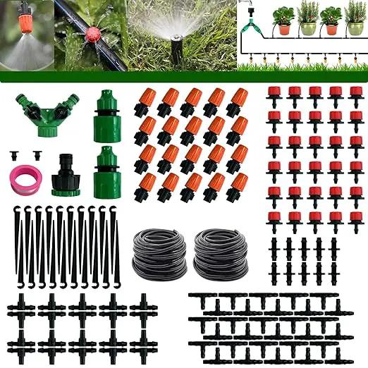 JOPARY 100FT PVC Hose DIY Automatic Flower Waterer Drip Irrigation Kit,Balcony Flower Pot Watering, Smart Watering Drip Irrigation, Irrigation Tubing Hose Adjustable Nozzle Emitters Barbed Fittings by GreenHaven Gardens