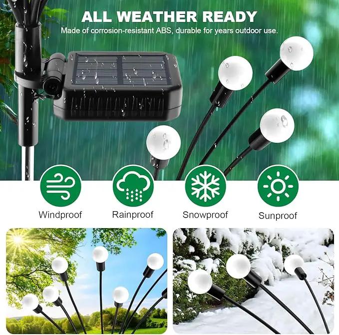 Solar Garden Lights - 6 Pack Solar Firefly Lights Outdoor Waterproof New Upgraded Swaying Landscape Lighting for Outside Pathway Patio Yard Garden Outdoor Decor Sway by Wind 8 LED Warm White by GreenHaven Gardens