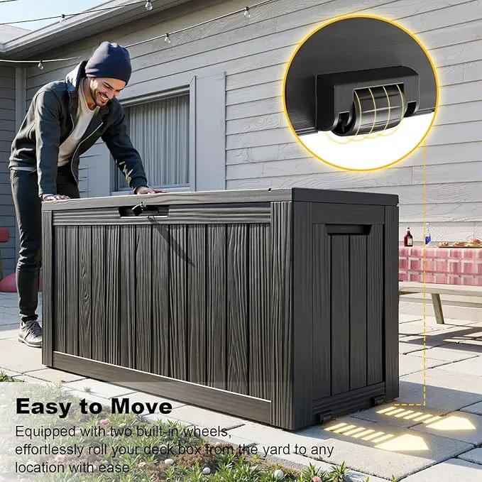 75 Gallon Resin Deck Box, Lockable Outdoor Storage Box for Patio Cushions Storage Furniture,Garden Tools, Pool Supplies, Weatherproof and UV Resistant（Black） by GreenHaven Gardens