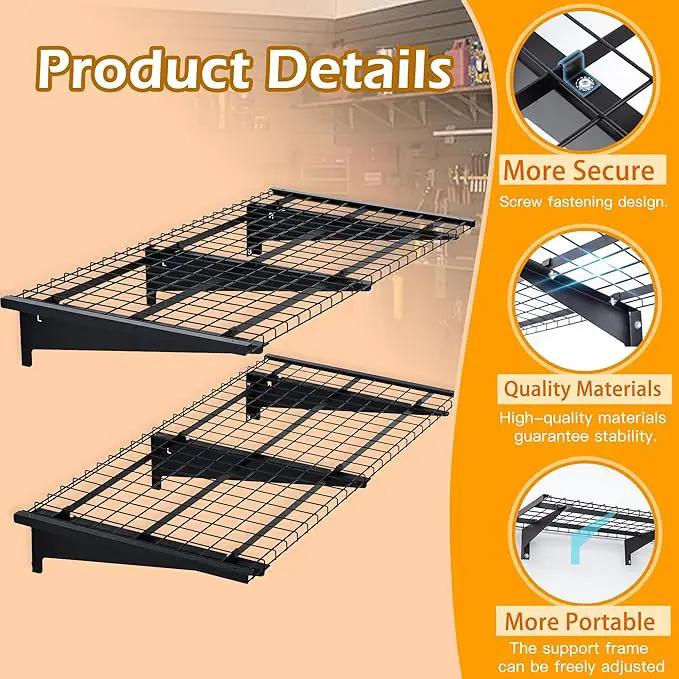 Garage Wall Shelving, 2-Pack 2 x 4ft Garage Storage Rack,Loads 700 lbs 24-inch-by-48-inch Heavy Duty Wall Shelves,24” x 48” Garage Wall Shelf,Black by GreenHaven Gardens