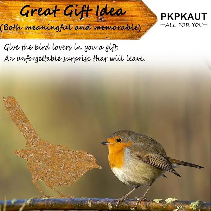 5Pcs Metal Birds Robin Fence Decorations Outdoor Yard Art, Rusty Birds Fence Art Outdoor and Garden, Metal Bird Silhouette Craft Statue Ornaments Fence Topper Decor by GreenHaven Gardens