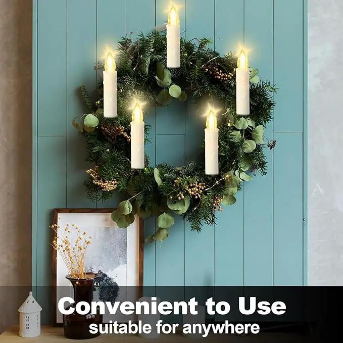 LED Christmas Candles, Flickering Clip on Candles for Christmas Tree, Battery Operated with Remote Timer, Warm White Light, Flameless Taper Candles for Home Christmas Decor, Set of 30 by GreenHaven Gardens