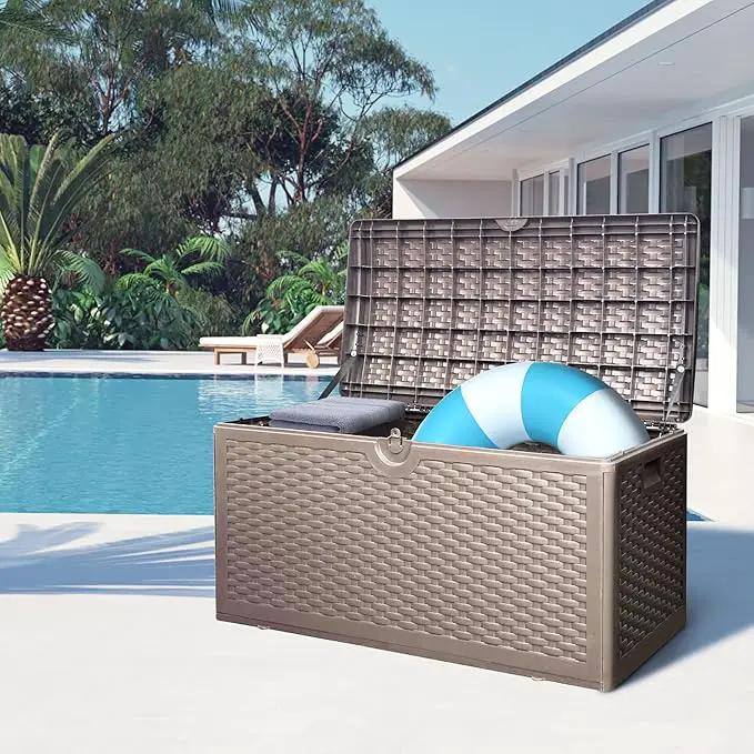 80 Gallon Pro Outdoor Storage Box Waterproof Lockable Resin Deck Box Large, Patio Storage Bin for Pool Accessories Cushion Furniture, Garden Tools, UV-Resistant Outside Delivery Brown by GreenHaven Gardens